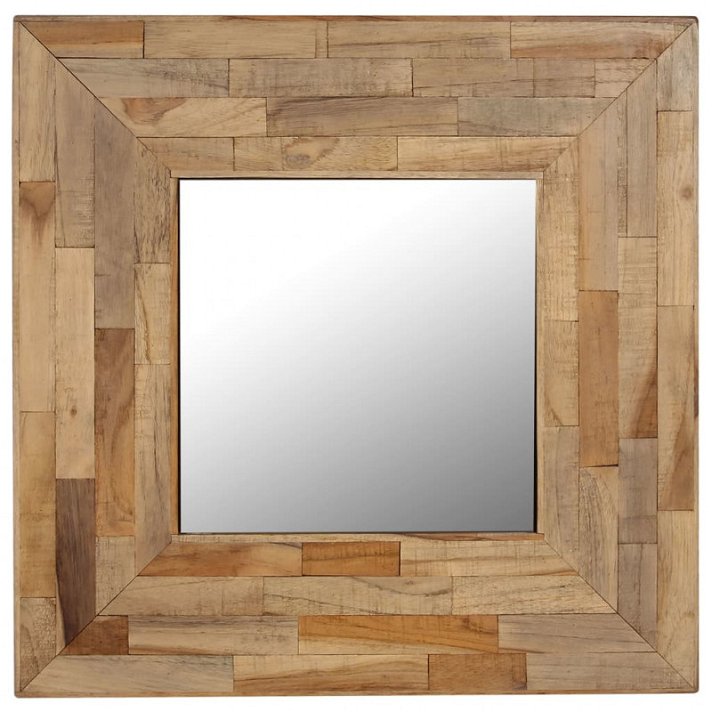 Espelho de teca quadrado decorativo 50x50 cm castanho Vida XL