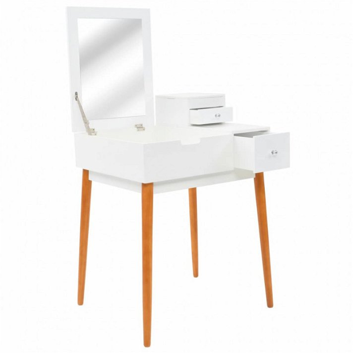 Mesa de toucador com espelho e gavetas 60x50 cm branca Vida XL