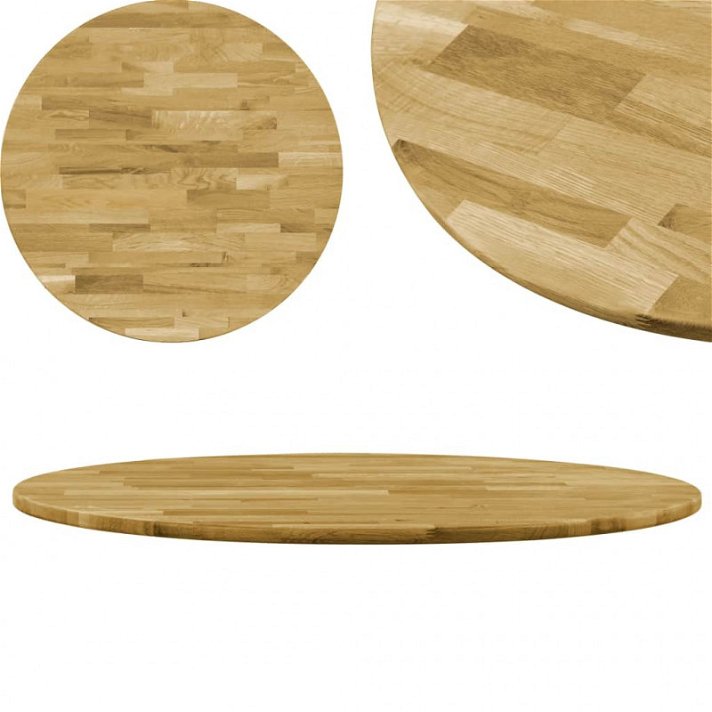 Superficie de mesa redonda madera maciza de roble 600 mm VidaXL