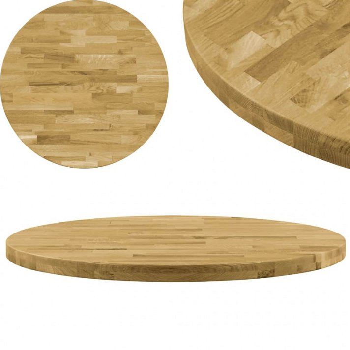 Superficie de mesa redonda madera maciza de roble 500x44 mm VidaXL