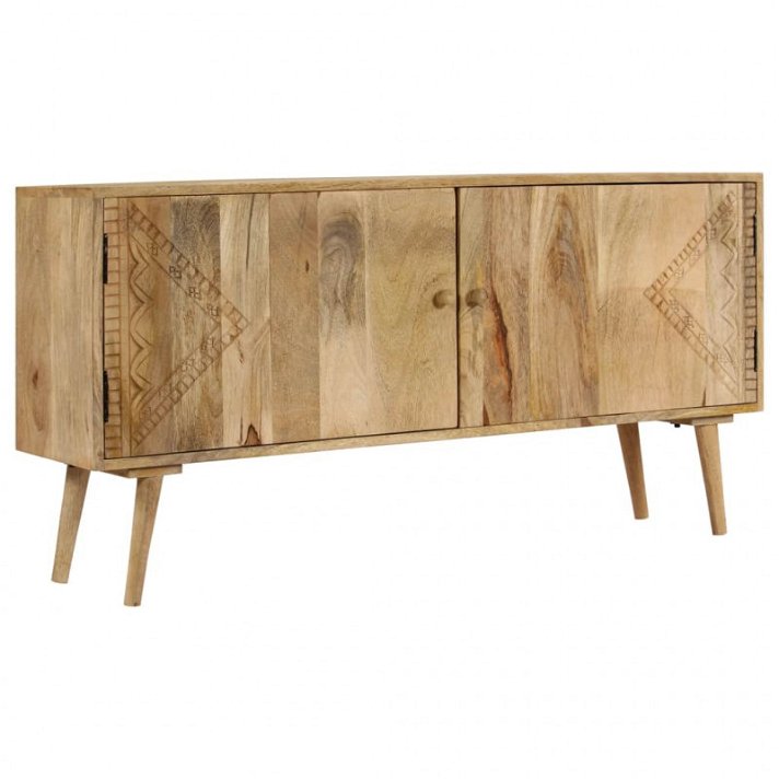 Mueble bajo de madera de mango 120x30 cm blanqueada y barnizada con 2 puertas Vida XL