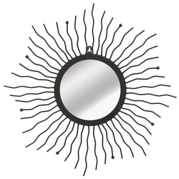 Espejo con forma de sol radiante negro VidaXL