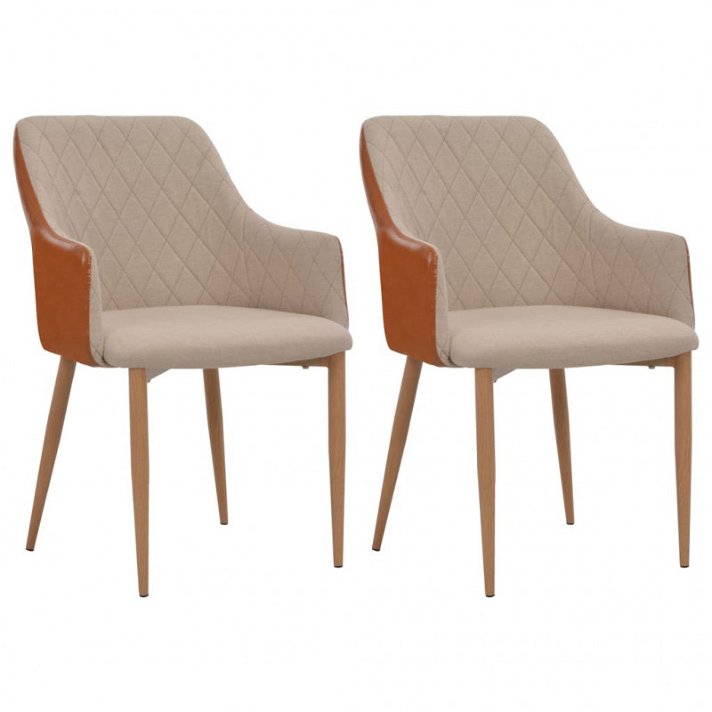Pack de sillas de comedor de madera y tela con acabado en colores gris y marrón Vida XL