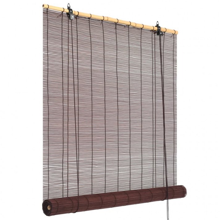 Persiana enrollable de bambú de 80 x 160 cm con fácil instalación y de acabado marrón oscuro Vida XL