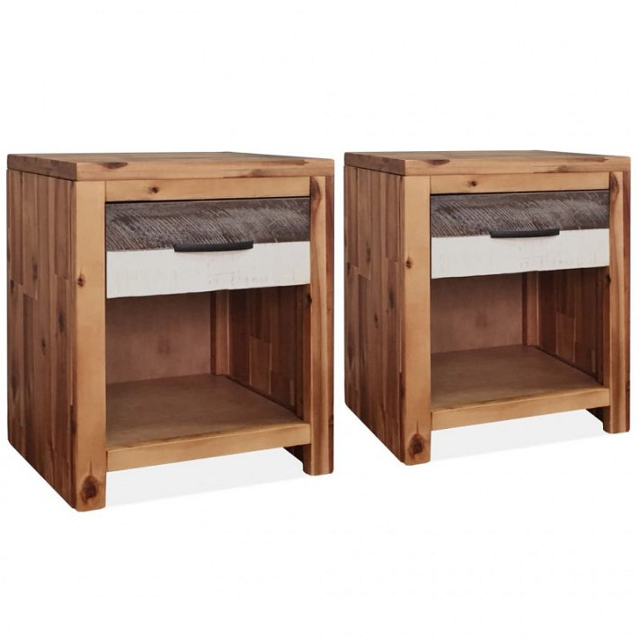 Mesas de cabeceira de madeira maciça de acácia 2 unidades 40x48x30 cm Vida XL