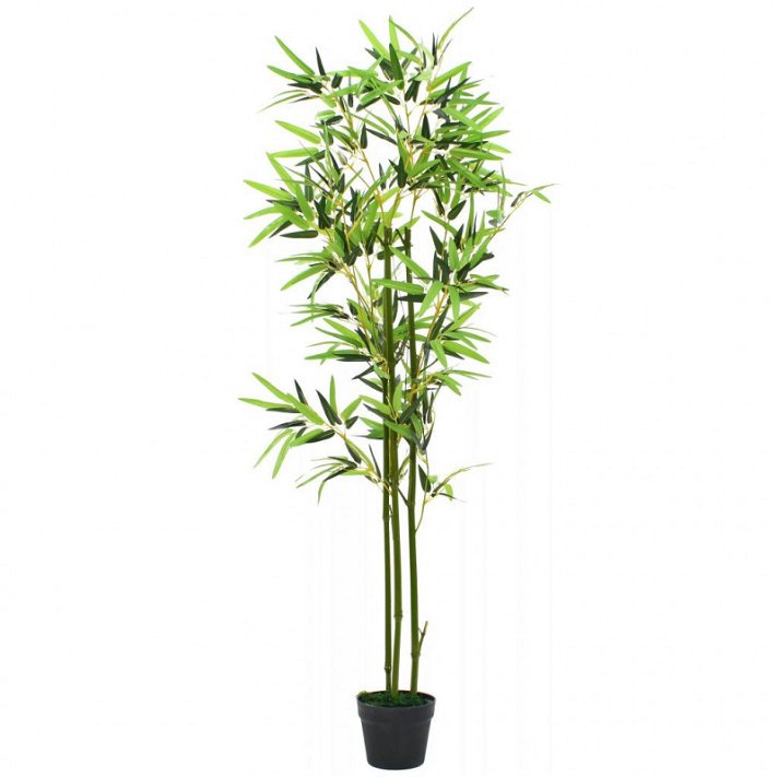 Planta de bambú artificial de 150 cm hoja de tela con acabado color verde Vida XL