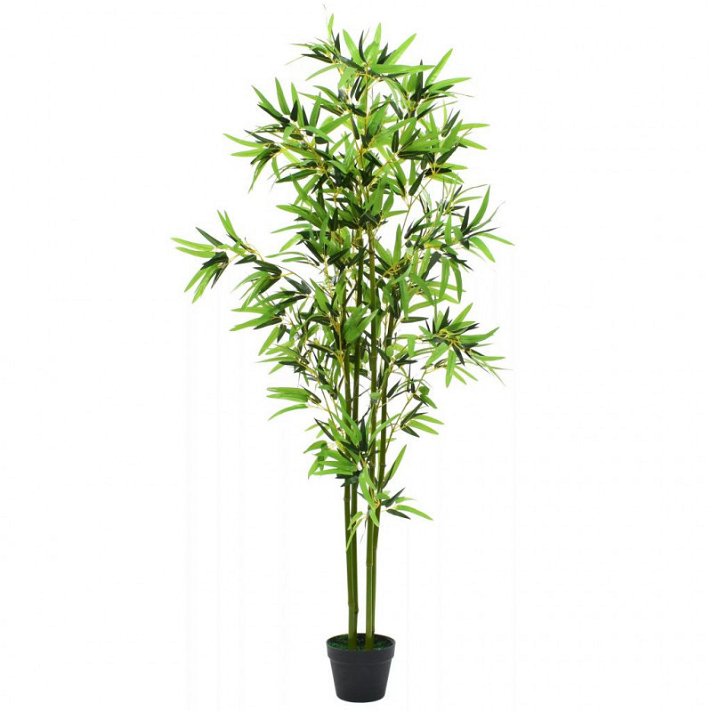 Planta de bambú artificial de 170 cm hoja de tela con acabado color verde Vida XL