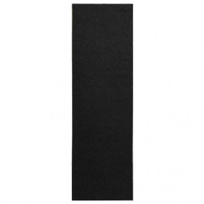 Felpudo antideslizante 1,2x10m de poliéster con reverso de vinilo color negro Vida XL