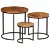 Set di 3 tavoli rotondi in legno e colore nero Vida XL