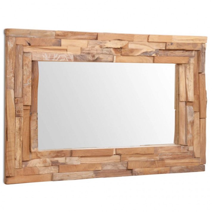 Espejo decorativo rectangular de teca marrón VidaXL
