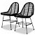 Set de 2 sillas para comedor fabricadas en ratán y hierro de acabado negro Vida XL