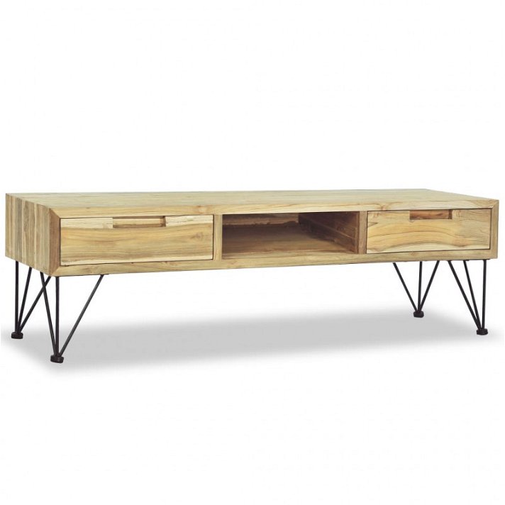Mueble de tv 120x35x35 cm de madera y hierro con acabado en color marrón Vida XL