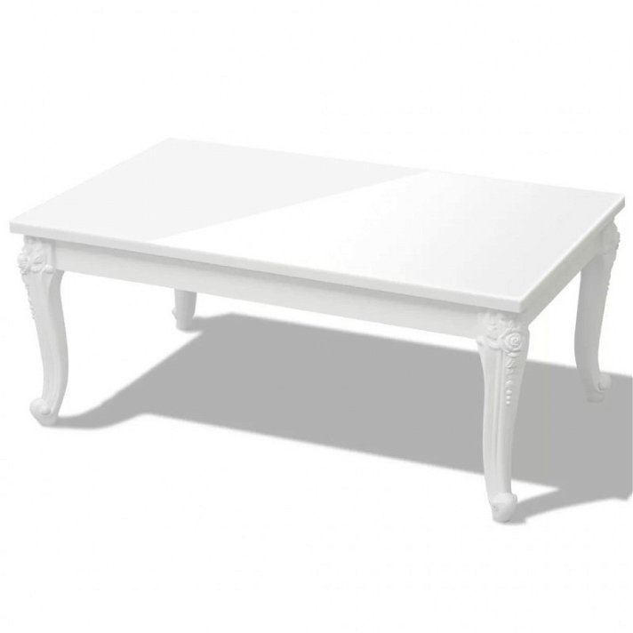 Tavolino rettangolare dal design classico in MDF e plastica bianca Vida XL
