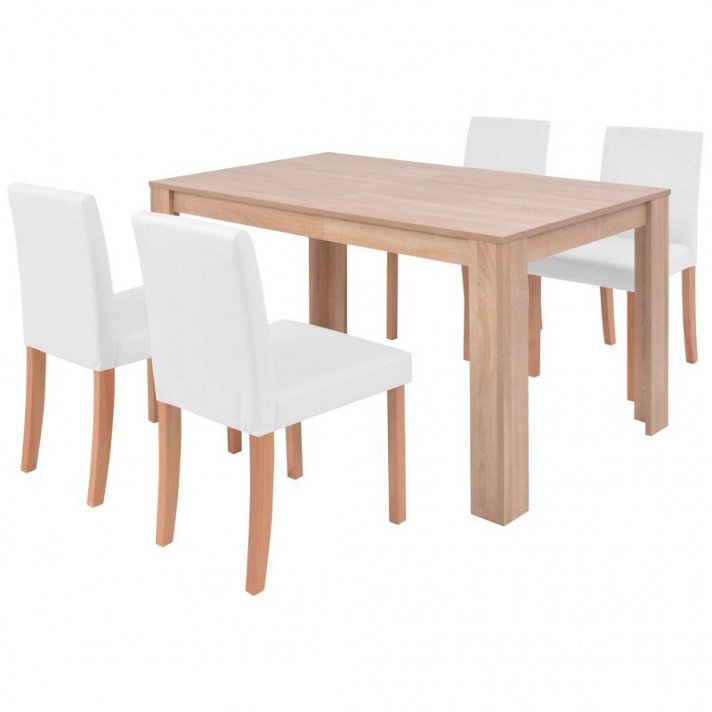 Mesa com 4 cadeiras de madeira aglomerada Vida XL