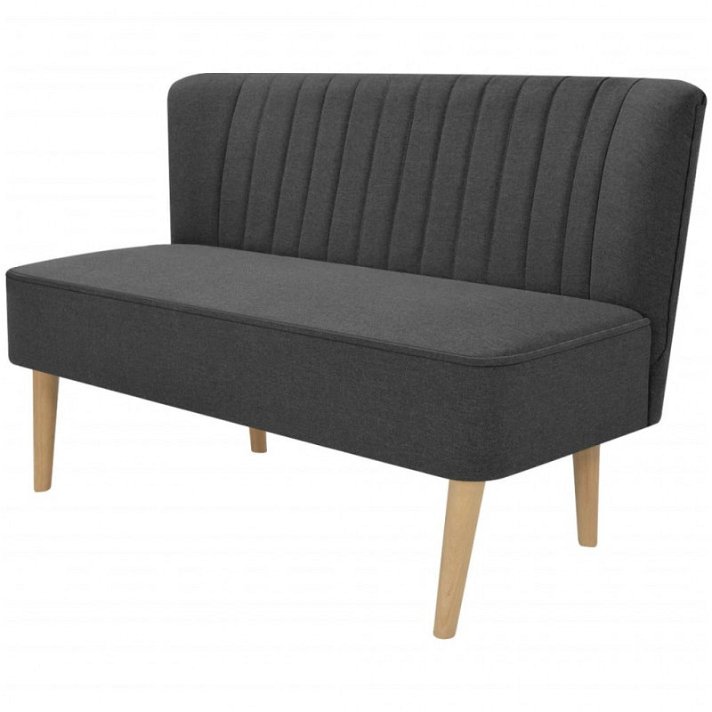 Canapé deux places en bois recouvert de tissu polyester gris foncé 117x55,4 cm Vida XL