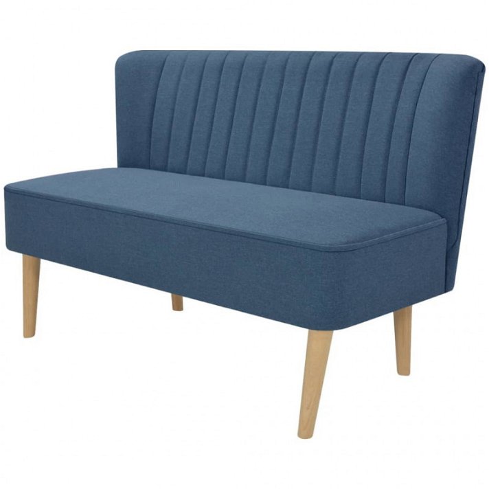 Sofá de dois lugares em madeira estofada em tecido de poliéster azul 117x55,4 cm Vida XL