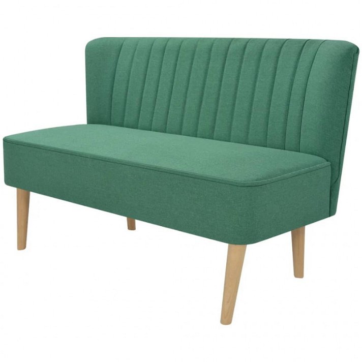 Sofá de dos plazas de madera tapizado en tela de poliéster verde de 117x55,4 cm Vida XL