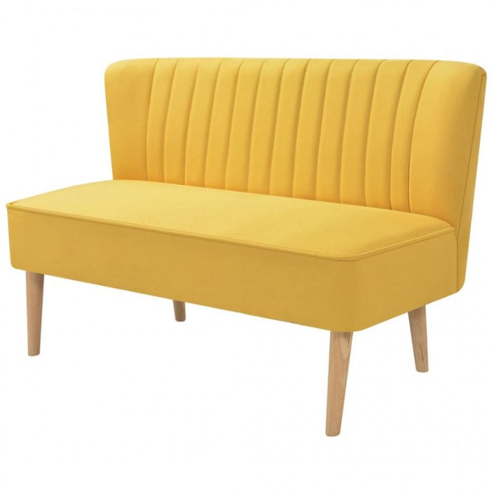 Sofá de dois lugares em madeira estofada em tecido de poliéster amarelo 117x55,4 cm Vida XL