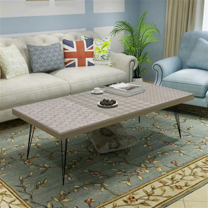 Tavolino vintage 120 cm grigio Vida XL