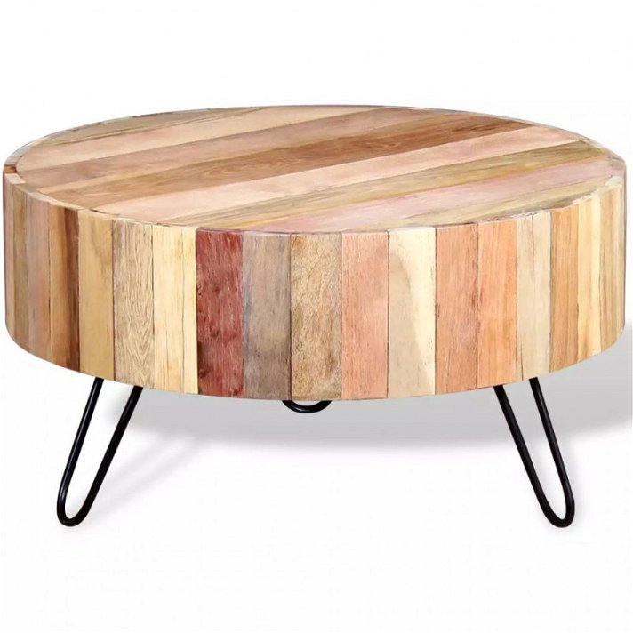 Tavolino basso rotondo in legno riciclato Vida XL