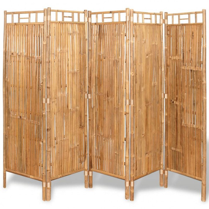 Biombo divisor 5 paneles bambú Vida XL