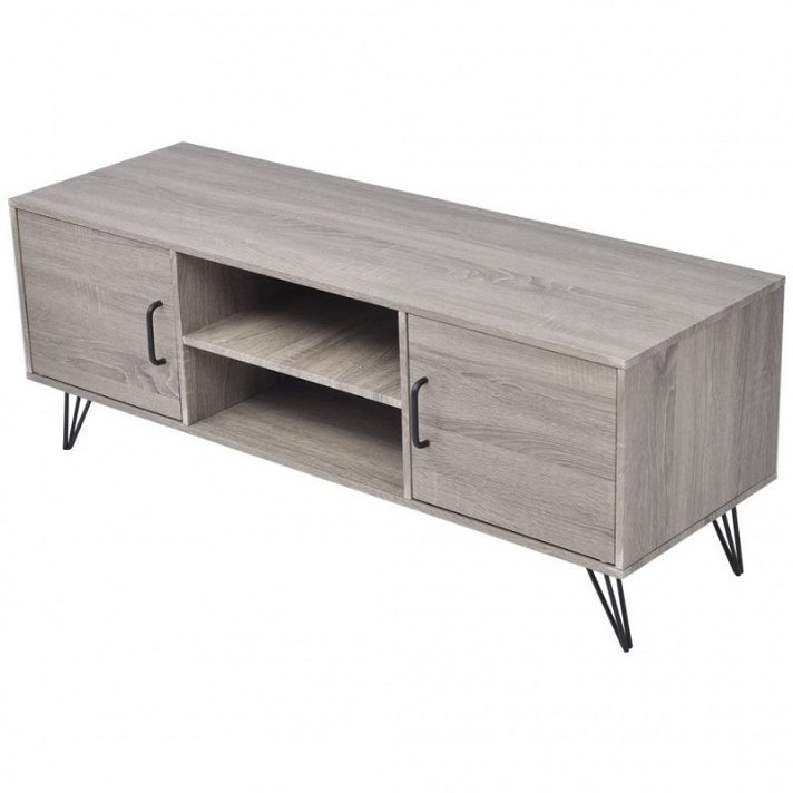 Mueble de tv 120x45 cm MDF con bordes de PVC y metal con acabado en gris Vida XL