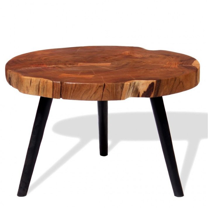 Mesa de centro con estilo rústico hecha con madera de acacia con acabado marrón y negro Vida XL