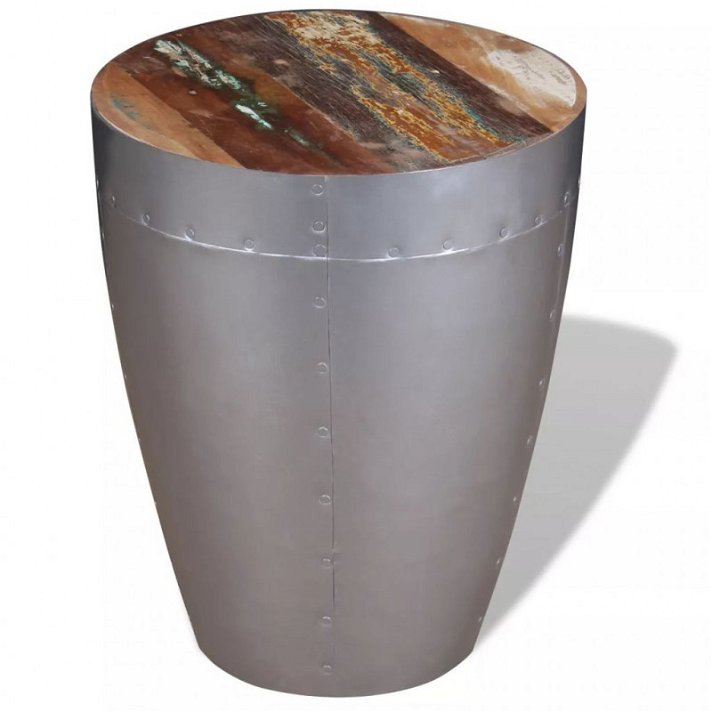 Taburete de madera reciclada y base de aluminio Vida XL