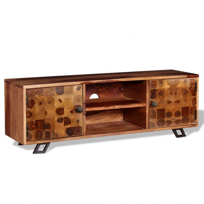 Mueble para TV fabricado en madera maciza de sheesham 120 cm acabado mate Vida XL