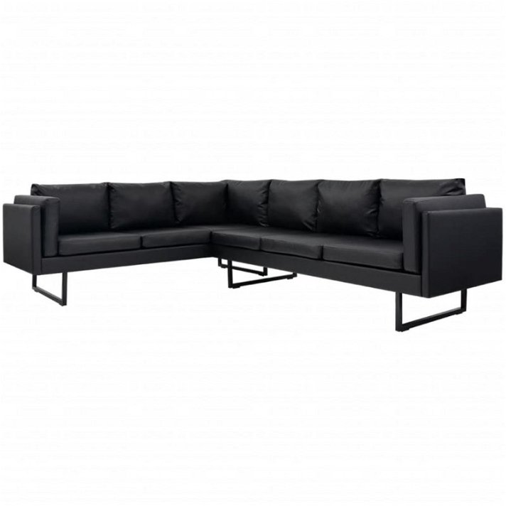 Sofá de esquina de 256 cm color negro fabricado en madera y cuero artificial Vida XL