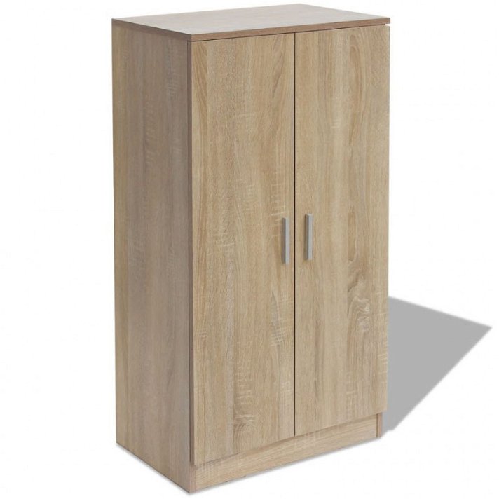Zapatero de 7 estantes fabricado en madera aglomerada con acabado color roble VidaXL