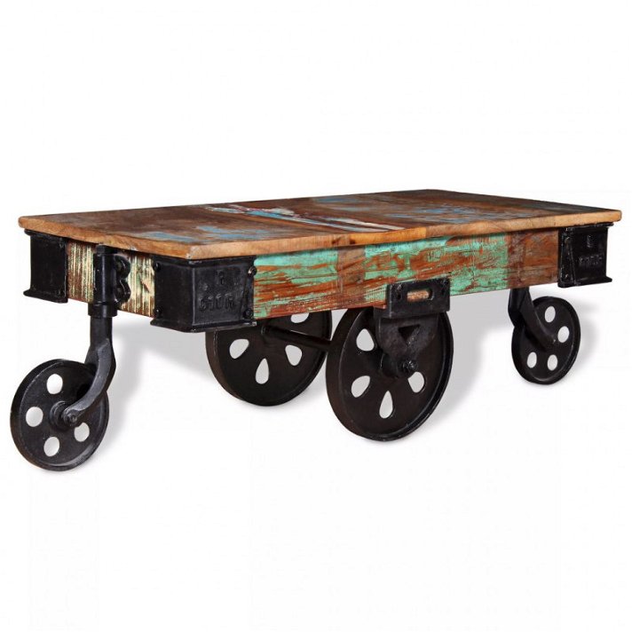 Tavolino basso vintage in legno riciclato Vida XL