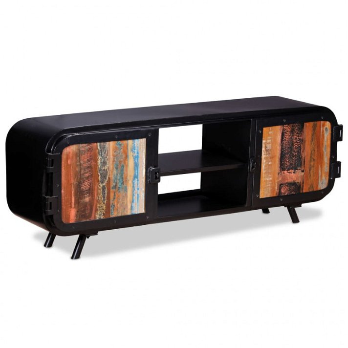 Mueble de tv 120x45 cm de madera reciclada con acabado en marrón y negro Vida XL