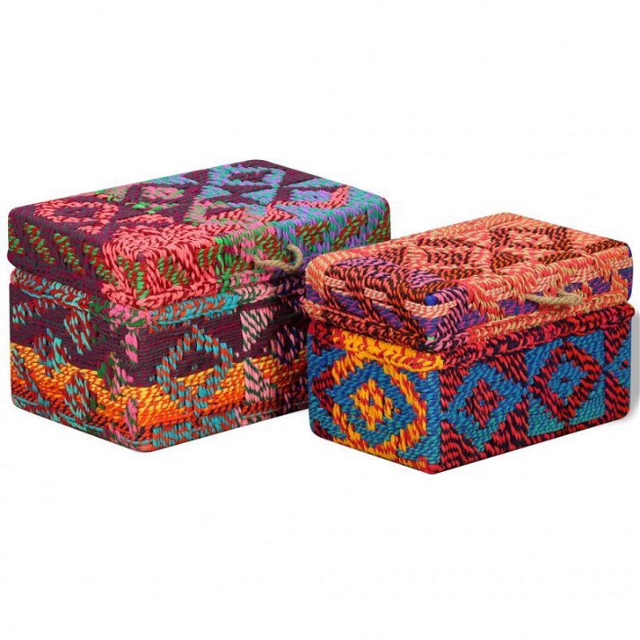 Pack de cajas en tejido Chindi multicolor Vida XL