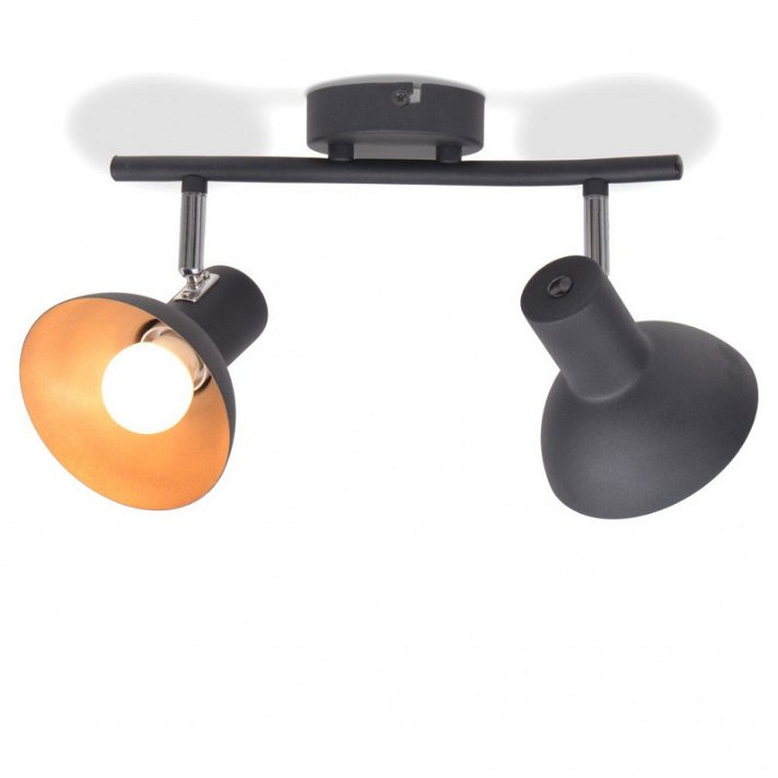 Lámpara de techo para 2 bombillas E27 negra y dorada Vida XL