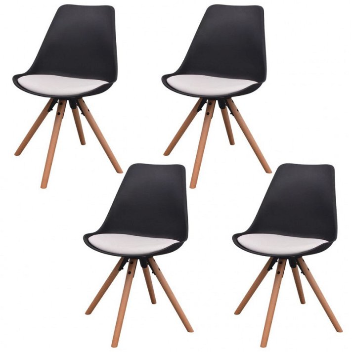 Conjunto de cadeiras para sala de jantar em couro branco e preto Vida XL