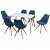 Ensemble d'intérieur avec 1 table et 6 chaises en bois de hêtre en finition blanc et bleu Vida XL