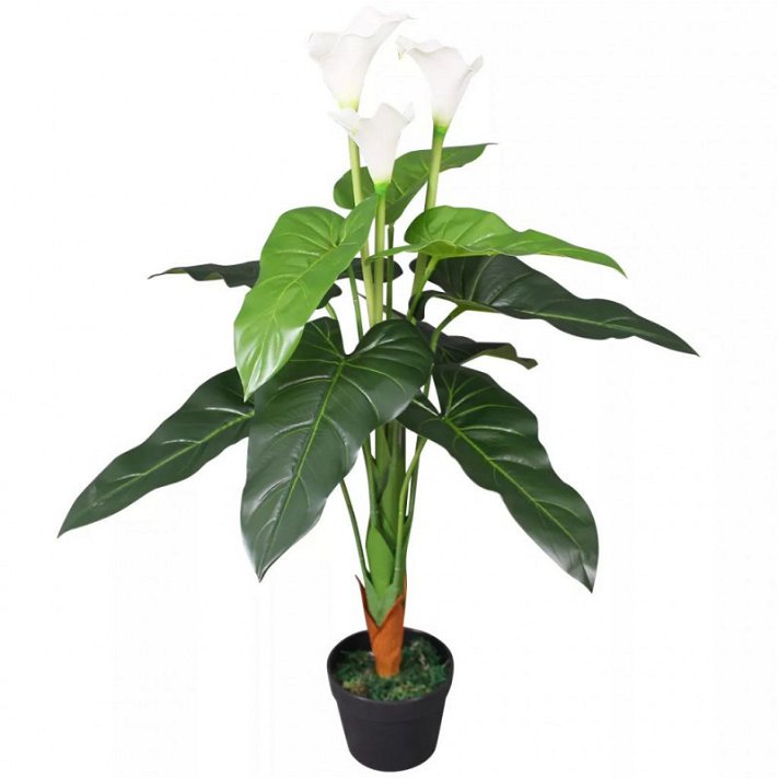 Planta artificial de Cala Lilly con maceta color blanco 85 cm VidaXL