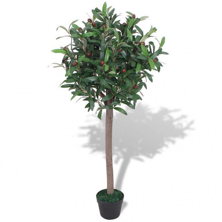 Árbol de laurel artificial con macetero verde y tronco real de 120 cm de alto Vida XL