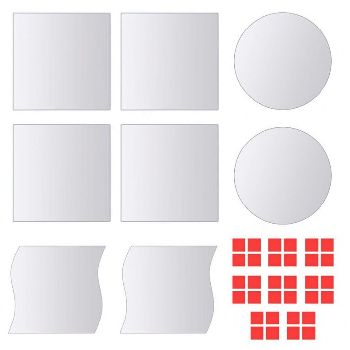 Pack de azulejos de espejo sin marco varias formas plateado VidaXL