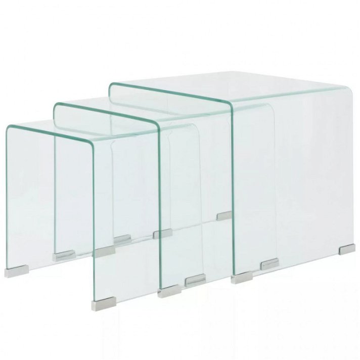 Conjunto de mesas de vidro temperado Vida XL
