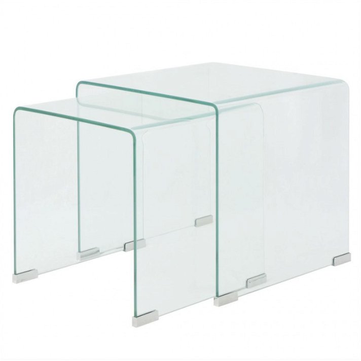 Conjunto de mesas de vidro temperado claro Vida XL