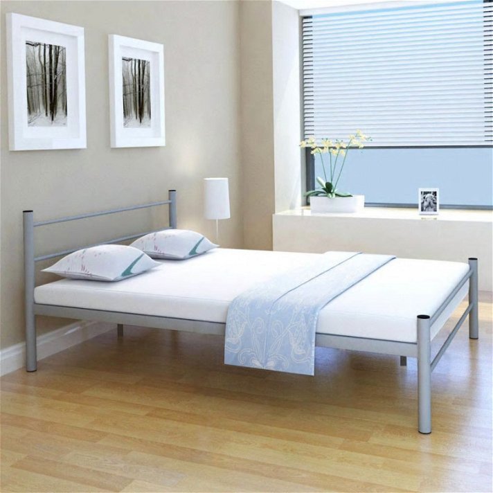 Estructura de cama de metal gris 140x200cm Vida XL