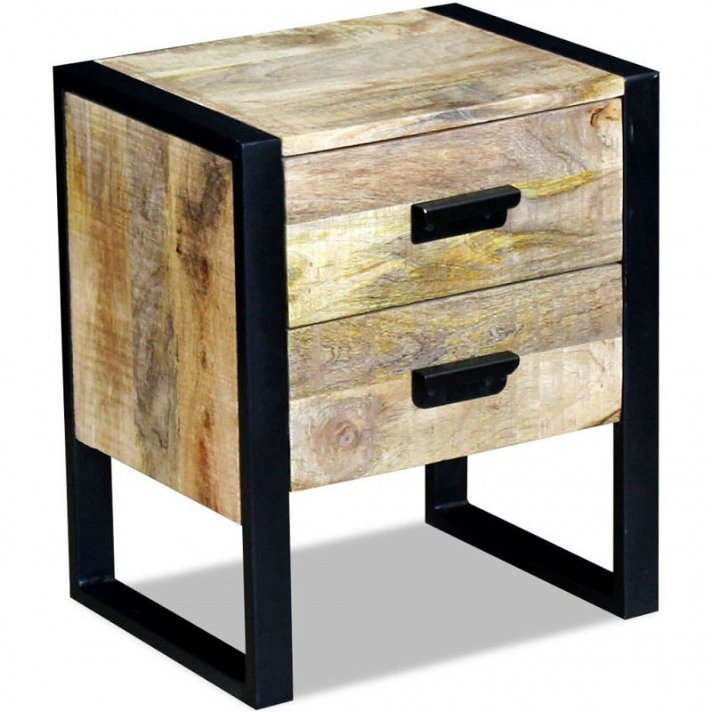 Mesa de noche de 43cm de madera de mango y hierro Vida XL