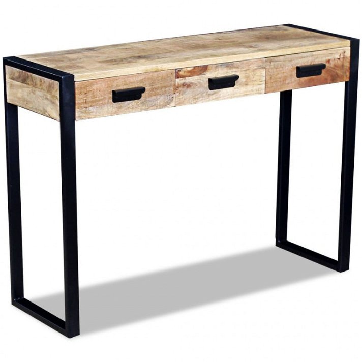 Tavolo consolle in legno e ferro con 3 cassetti Vida XL