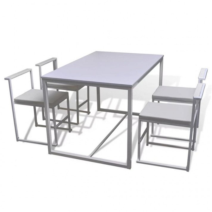 Conjunto de mesa e 4 cadeiras cor branca Vida XL