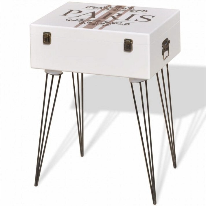 Tavolino a forma di valigia 40 cm in MDF bianco Vida XL