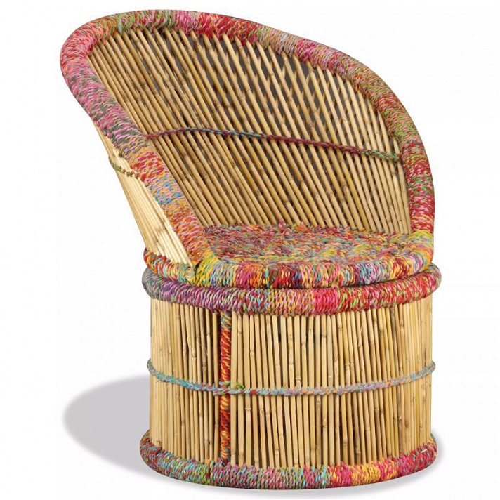 Chaise en bambou avec détails en chindi VidaXL