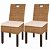 Conjunto de cadeiras de vime Kubu com almofada castanho e branco Vida XL