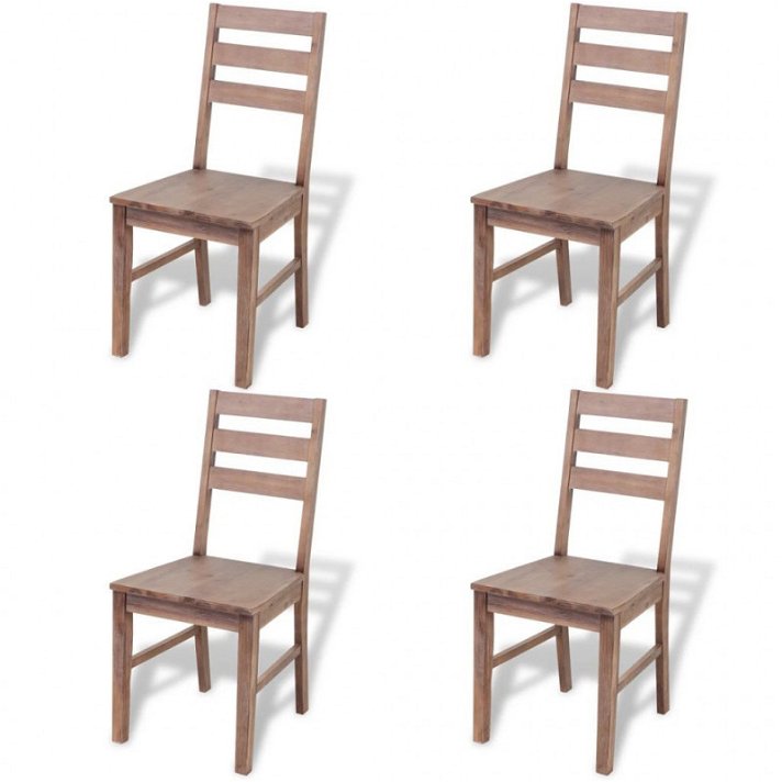 Conjunto de sillas para comedor fabricadas en madera de acacia color marrón Vida XL